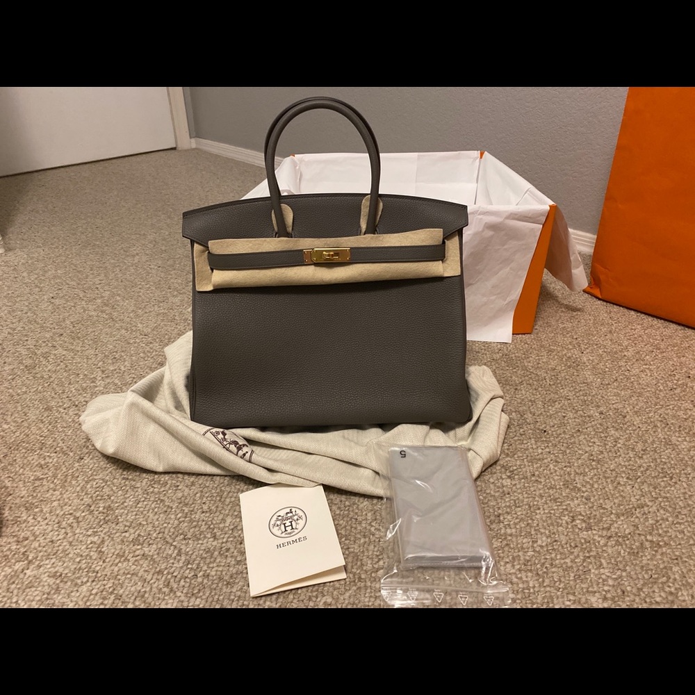 Authentic Birkin 35 Togo Etain with Gold Hardware